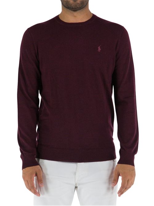 Maglione Uomo bordeaux con orli a coste POLO RALPH LAUREN | 710876846005